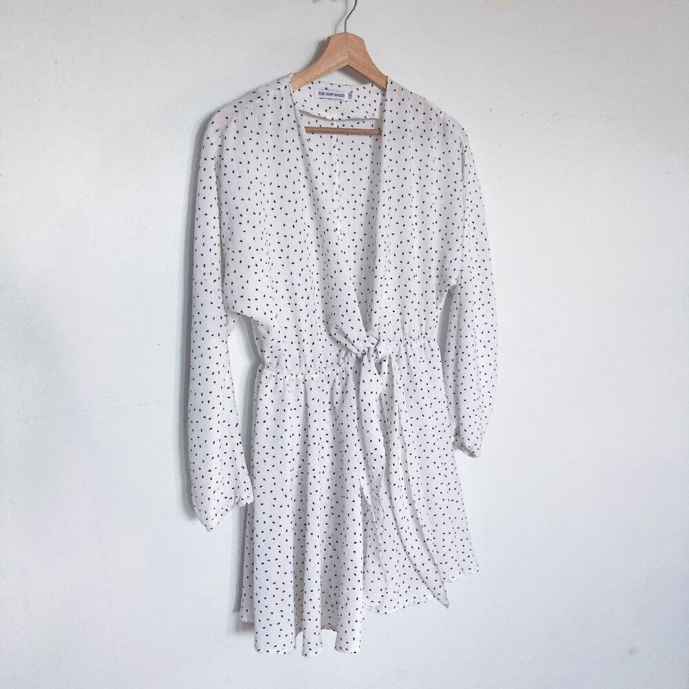 White polka dot dress with front knot tie